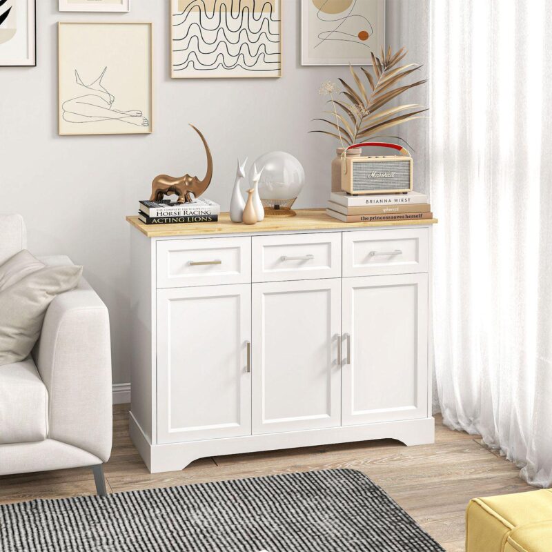 Homcom Kitchen Sideboard Buffet Cabinet With Storage, Kitchen Island - Image 2