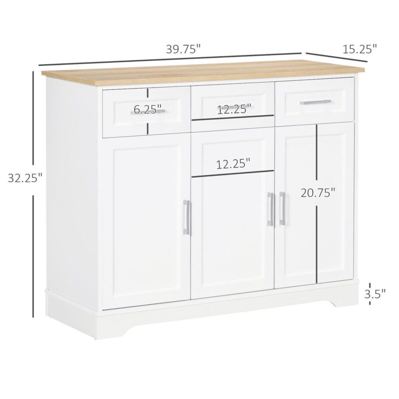 Homcom Kitchen Sideboard Buffet Cabinet With Storage, Kitchen Island - Image 3