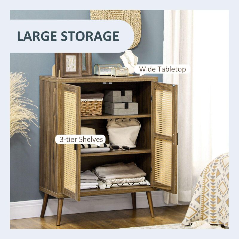 Homcom Sideboard Buffet Cabinet With Rattan Door Adjustable Shelf - Image 4