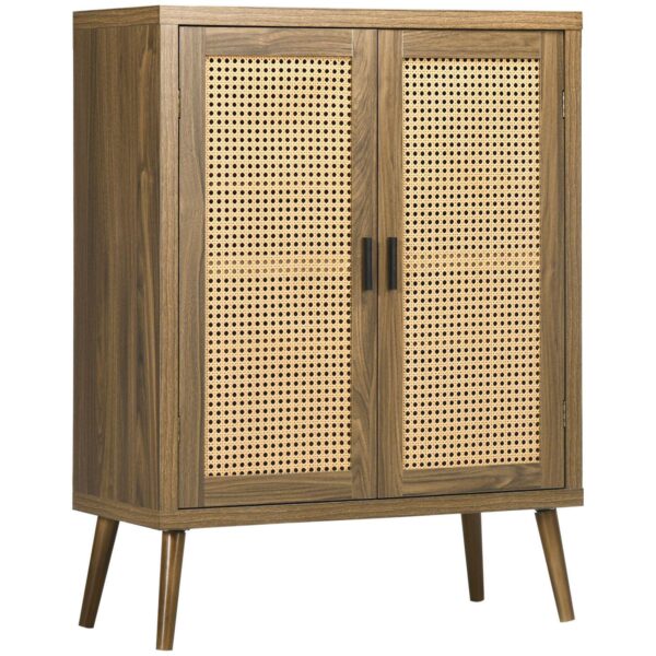 Homcom Sideboard Buffet Cabinet With Rattan Door Adjustable Shelf