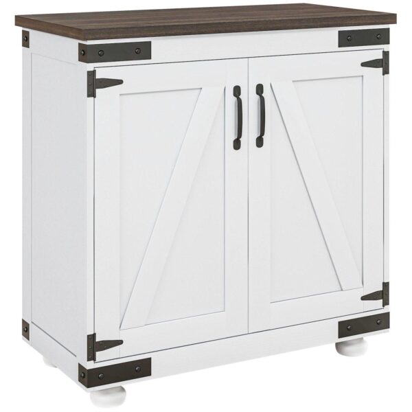 Homcom Sideboard, Buffet With Barn Door And Adjustable Shelf