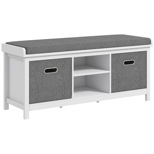 Homcom Storage Shoe Bench With Cushion, Fabric Drawers For Entryway