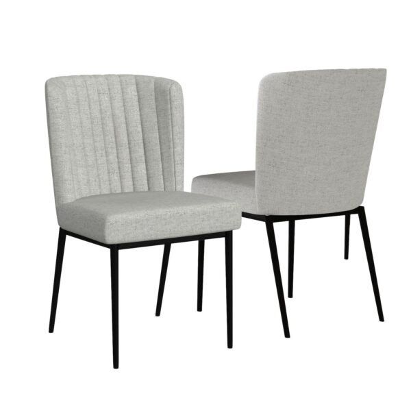 HomePop Channel Dining Chair in Grey with Metal Legs Set of 2