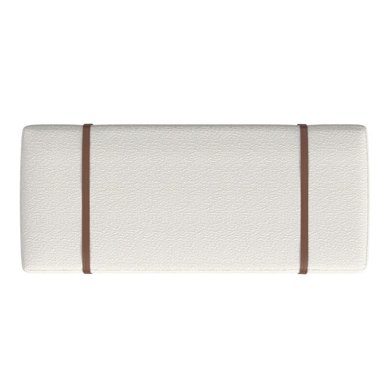 HomePop Cream Boucle Upholstered Bench with Wood Base - Image 6