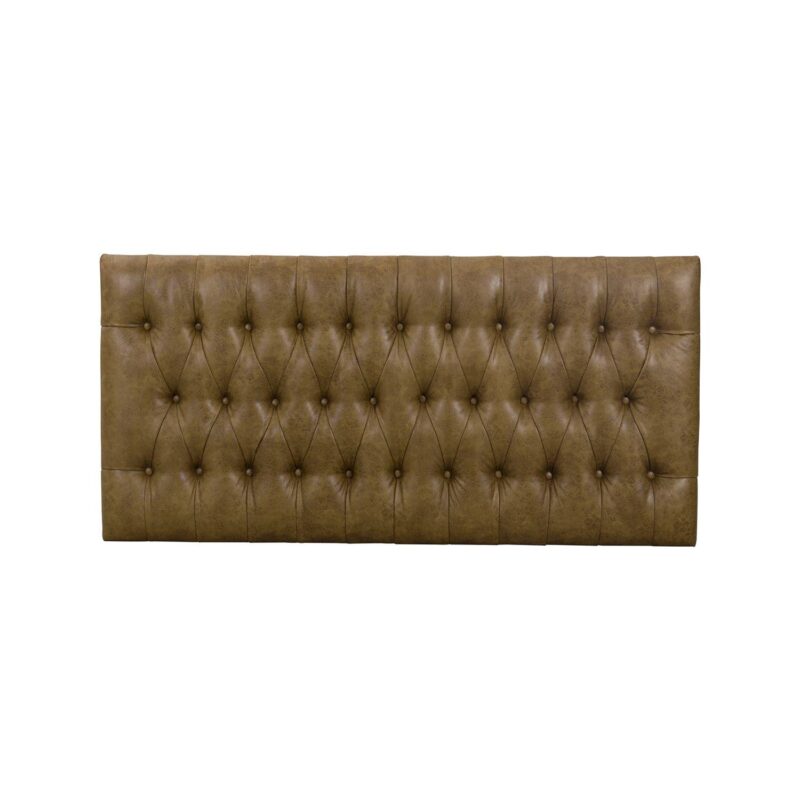 HomePop Draper Brown Faux Leather Large Ottoman with Button Tufting - Image 3