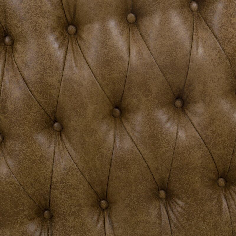 HomePop Draper Brown Faux Leather Large Ottoman with Button Tufting - Image 5
