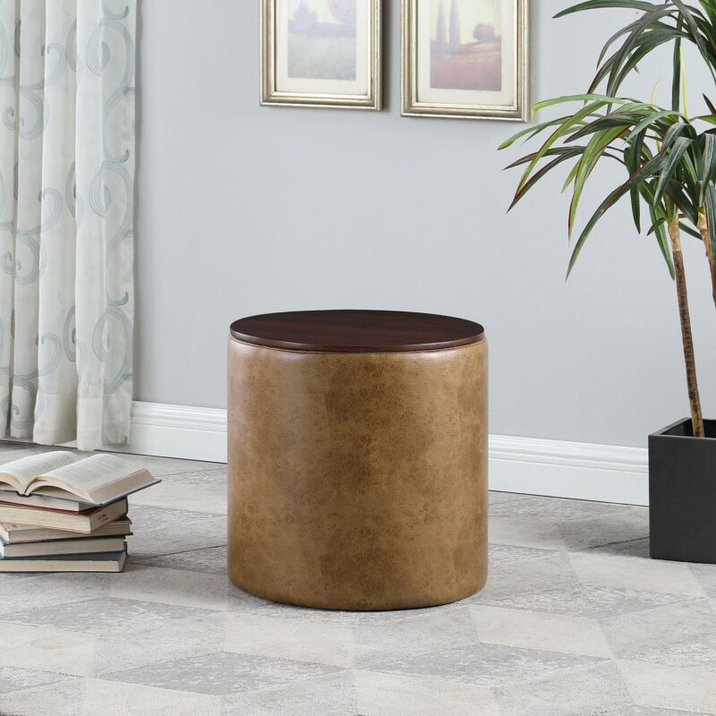 HomePop Faux Leather Storage Ottoman - Image 7