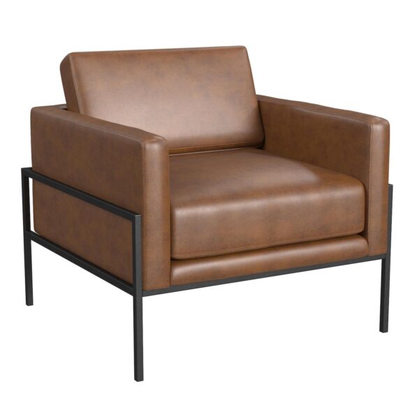 HomePop Faux Leather Metal Accent Chair