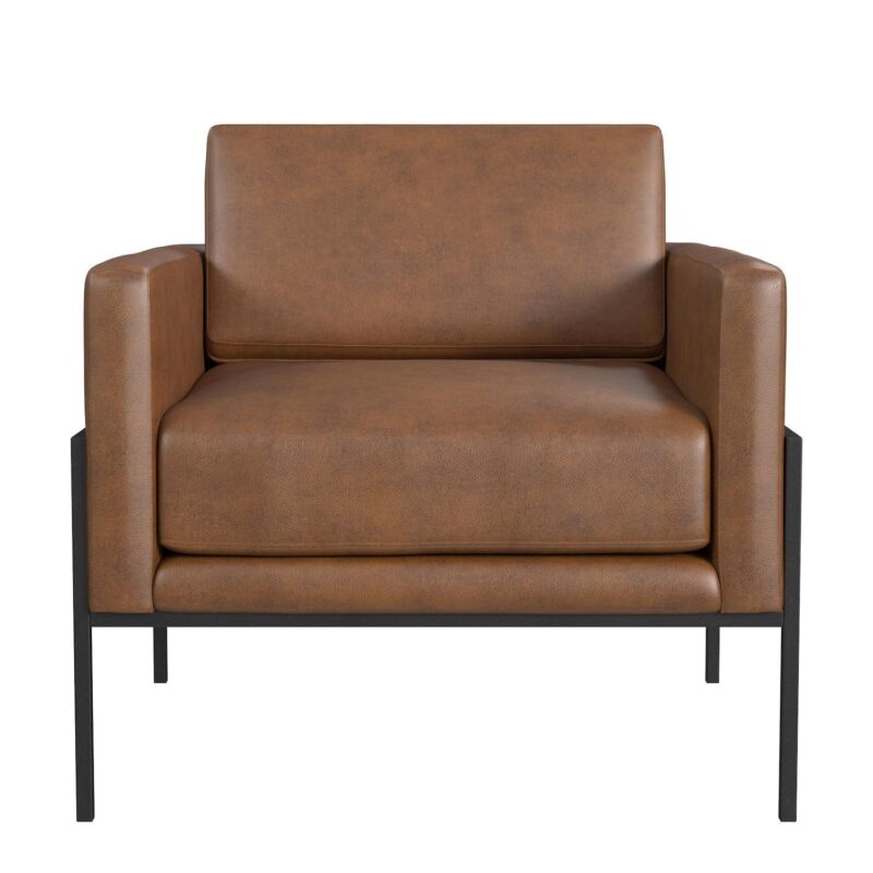 HomePop Faux Leather Metal Accent Chair - Image 5