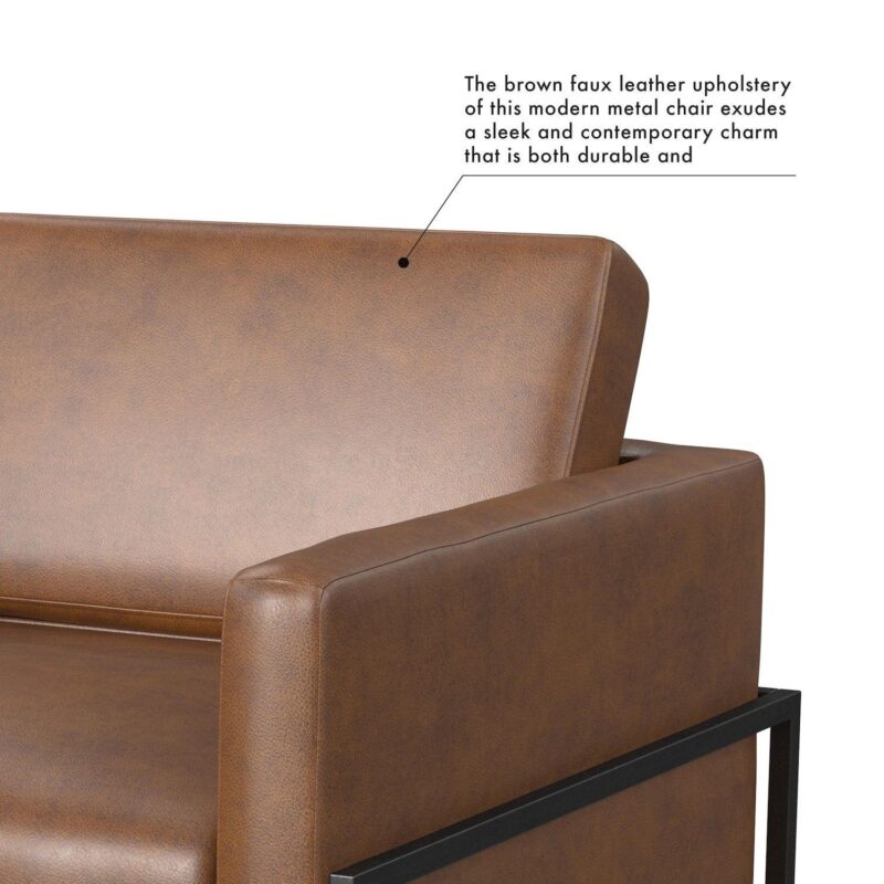 HomePop Faux Leather Metal Accent Chair - Image 11