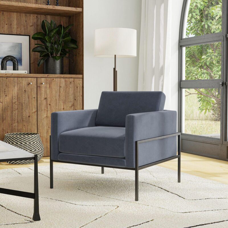 HomePop Faux Leather Metal Accent Chair - Image 3