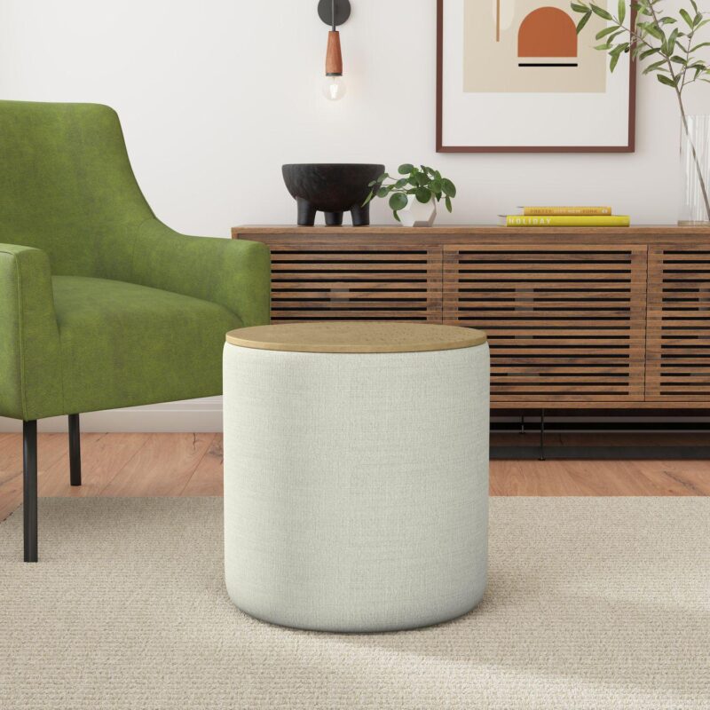 HomePop Faux Leather Storage Ottoman - Image 2