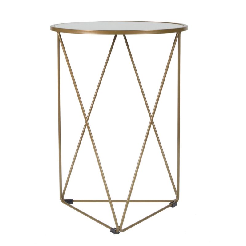 HomePop Geometric Gold Finish End Table - Image 7