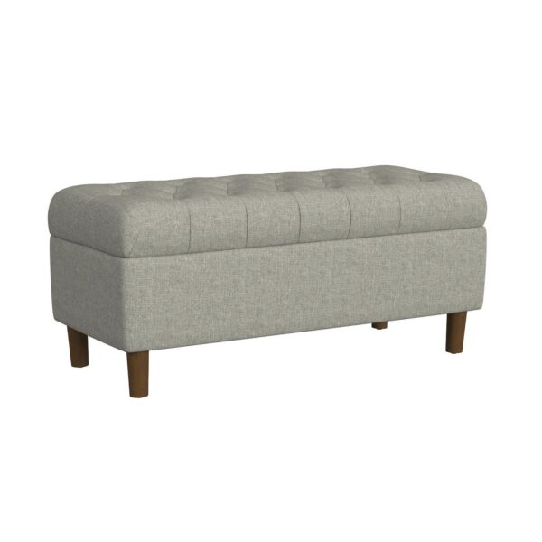 HomePop Gray Tufted Storage Bench with Wood Legs