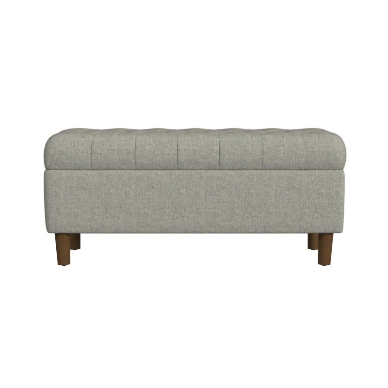HomePop Gray Tufted Storage Bench with Wood Legs - Image 3