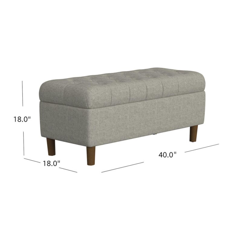 HomePop Gray Tufted Storage Bench with Wood Legs - Image 6