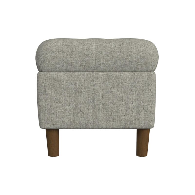 HomePop Gray Tufted Storage Bench with Wood Legs - Image 4