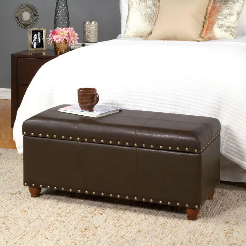 HomePop Nailhead Faux Leather Storage Ottoman - Image 3