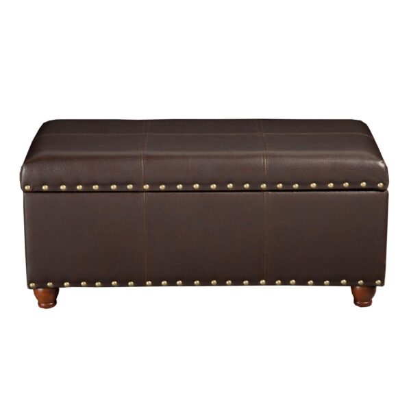 HomePop Nailhead Faux Leather Storage Ottoman