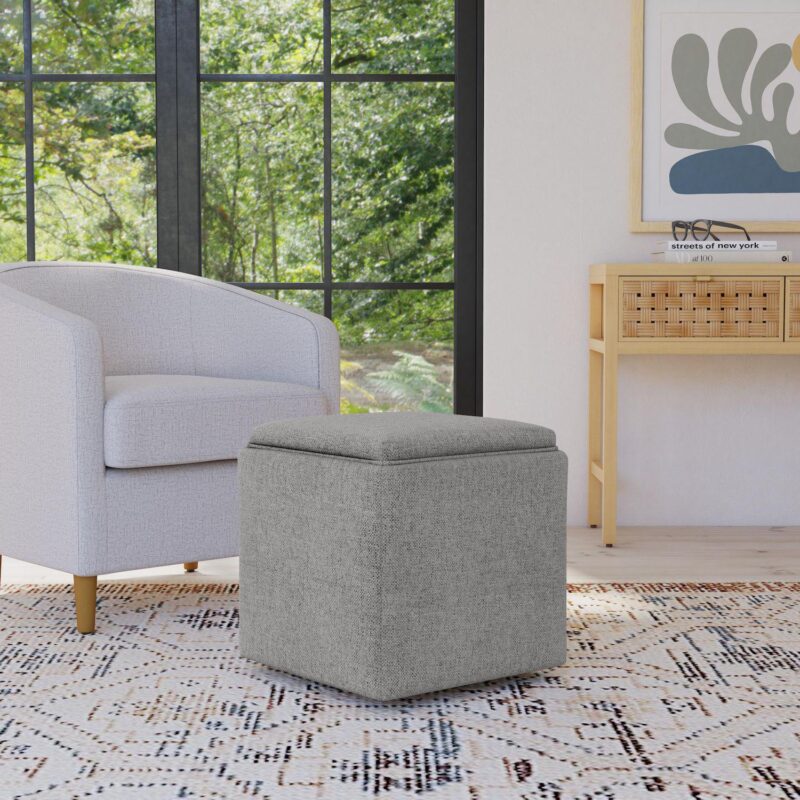 HomePop Woven Tray Top Storage Ottoman - Image 2