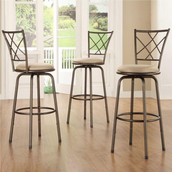 HomeVance 3-pc. Cross-Back Swivel Bar Stool Set