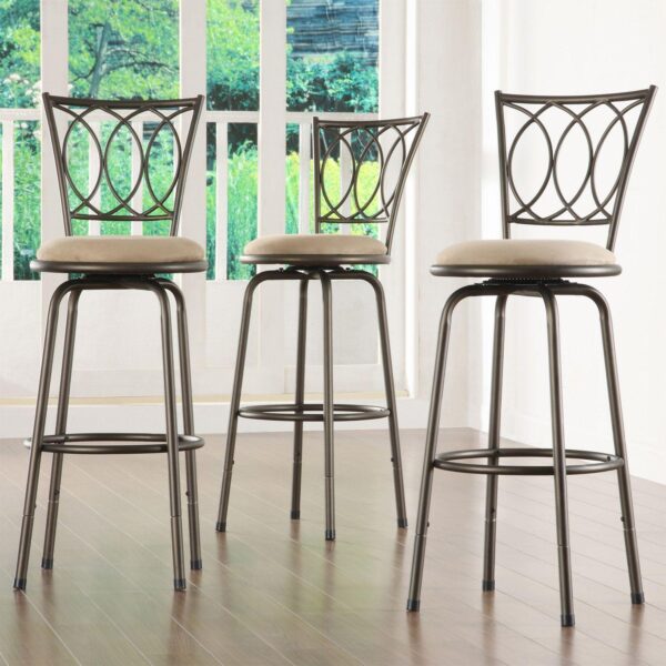 HomeVance 3-pc. Scroll-Back Swivel Bar Stool Set