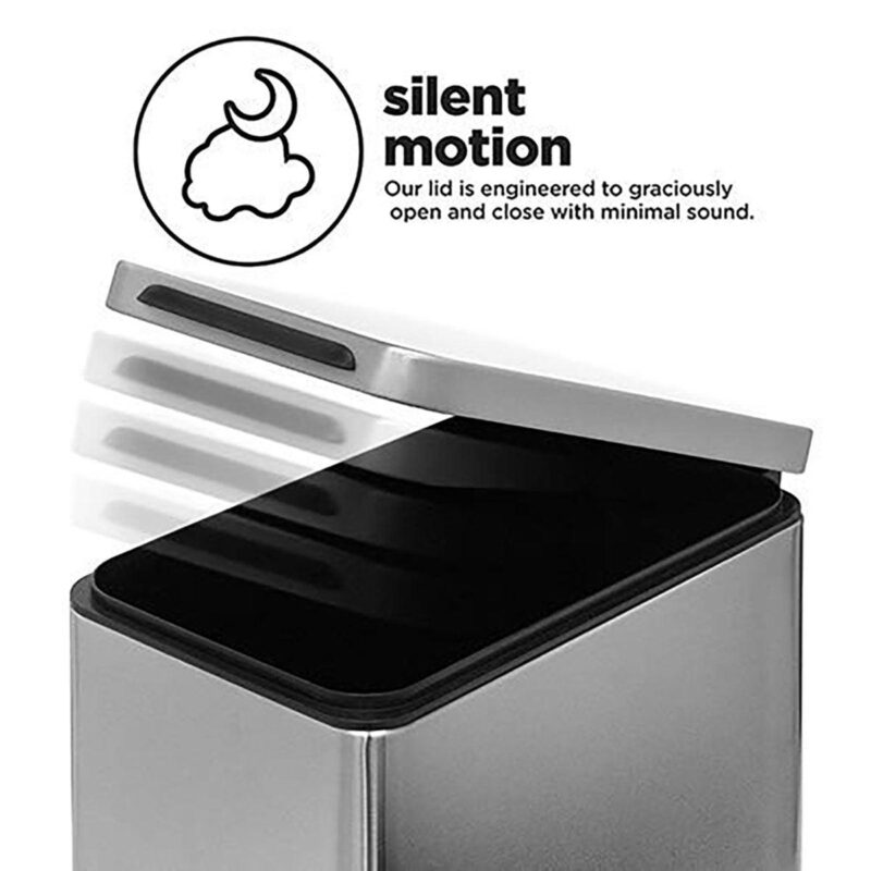 Home Zone Living VA41837A 8 gal Slim Kitchen Trash Can - Stainless Steel - Step Pedal - Silver - Image 9