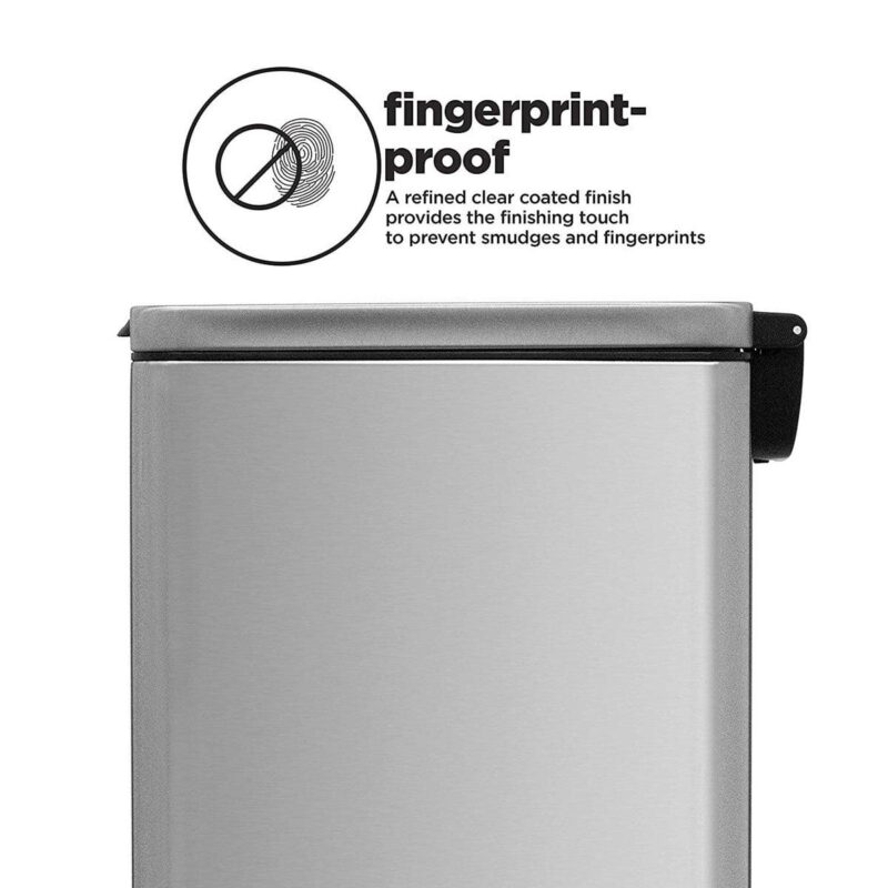 Home Zone Living VA41837A 8 gal Slim Kitchen Trash Can - Stainless Steel - Step Pedal - Silver - Image 3