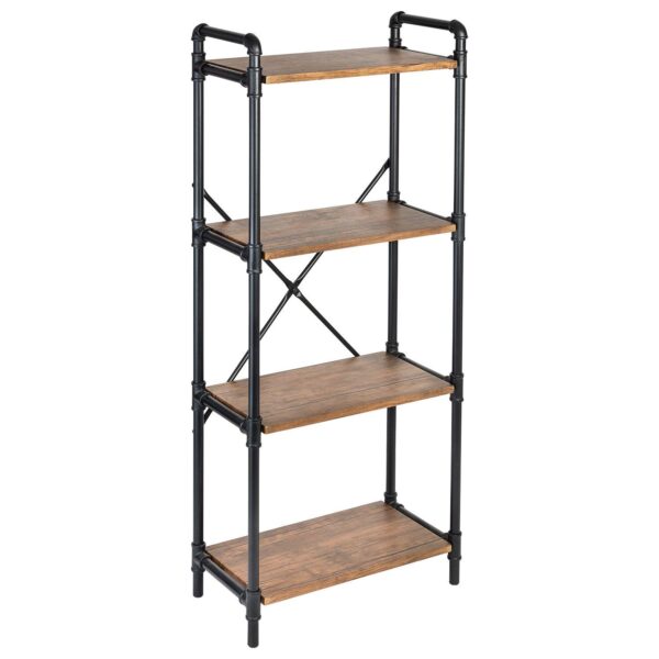 Honey-Can-Do 4-Tier Industrial Black Bookshelf