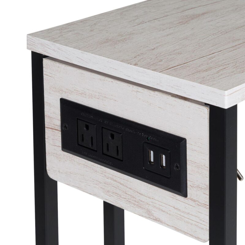 Honey-Can-Do C-Shaped Side Table with Outlets and Wheels - Image 6