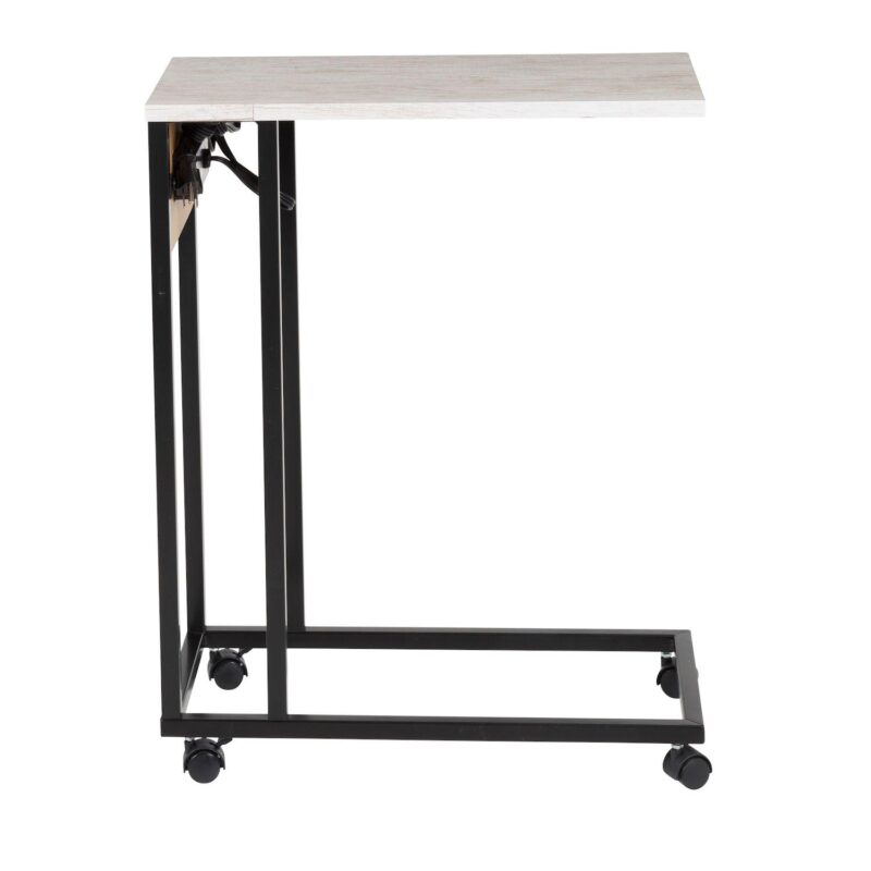 Honey-Can-Do C-Shaped Side Table with Outlets and Wheels - Image 10