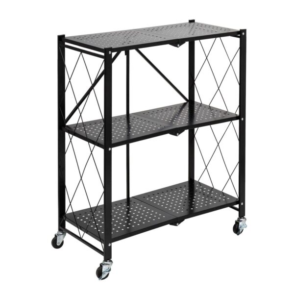 Honey-Can-Do Collapsible 3-Tier Metal Shelf on Wheels