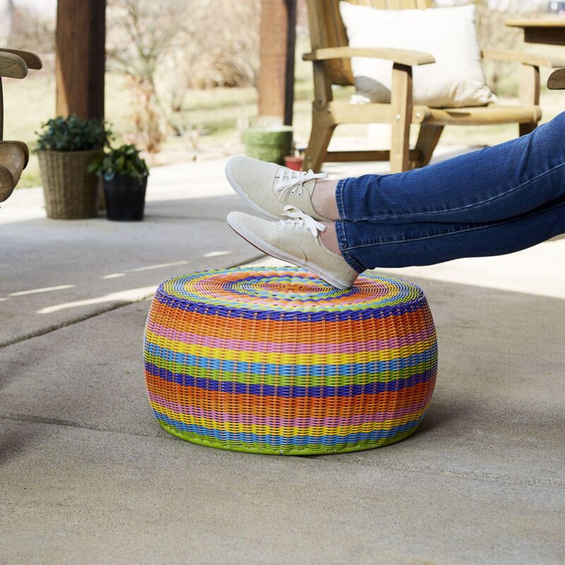 Household Essentials Resin Wicker Ottoman / Low Table - Image 2