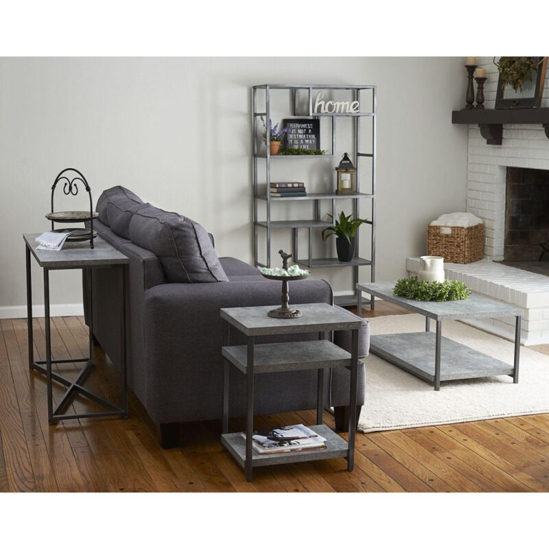 Household Essentials Faux-Concrete Rectangular 2-Tier Coffee Table - Image 3