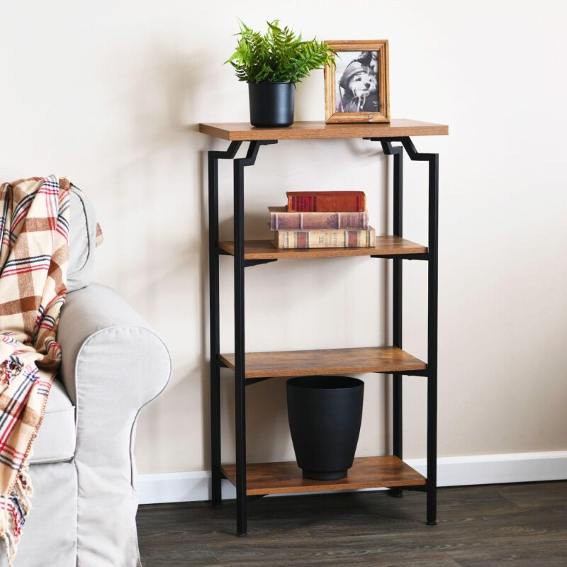 Household Essentials 3-Shelf Mid-Century Modern Bookcase Floor Decor - Image 2