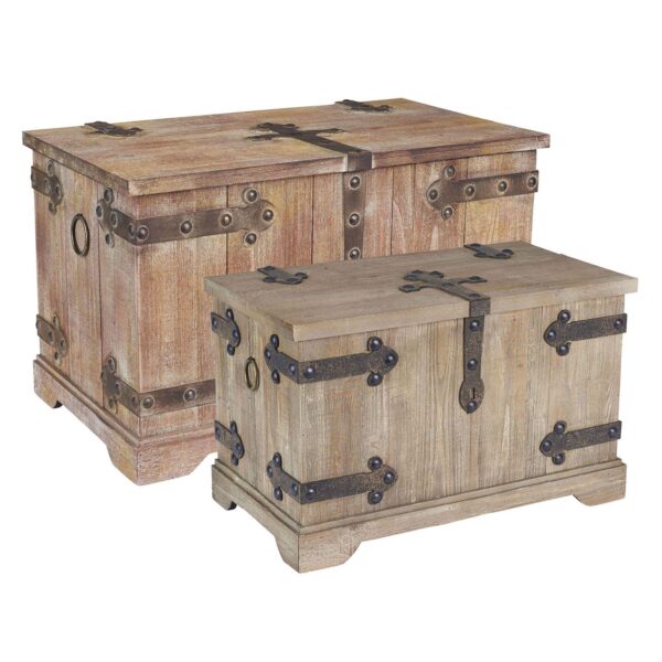 Household Essentials Aged Victorian Wood 2-pc. Trunk Set