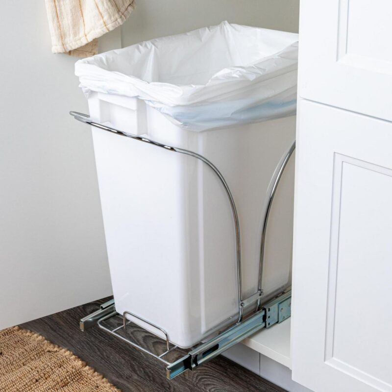 Household Essentials Glidez Chrome Plated Steel Pull Out 9 Gallon Plastic Trash Can - Image 3