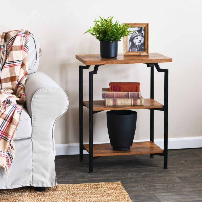 Household Essentials Mid-Century Modern 3-Tier Side Table - Image 2
