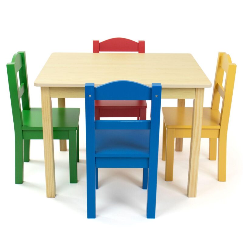 Humble Crew Kids Wood Table and 4 Chairs Set - Image 2