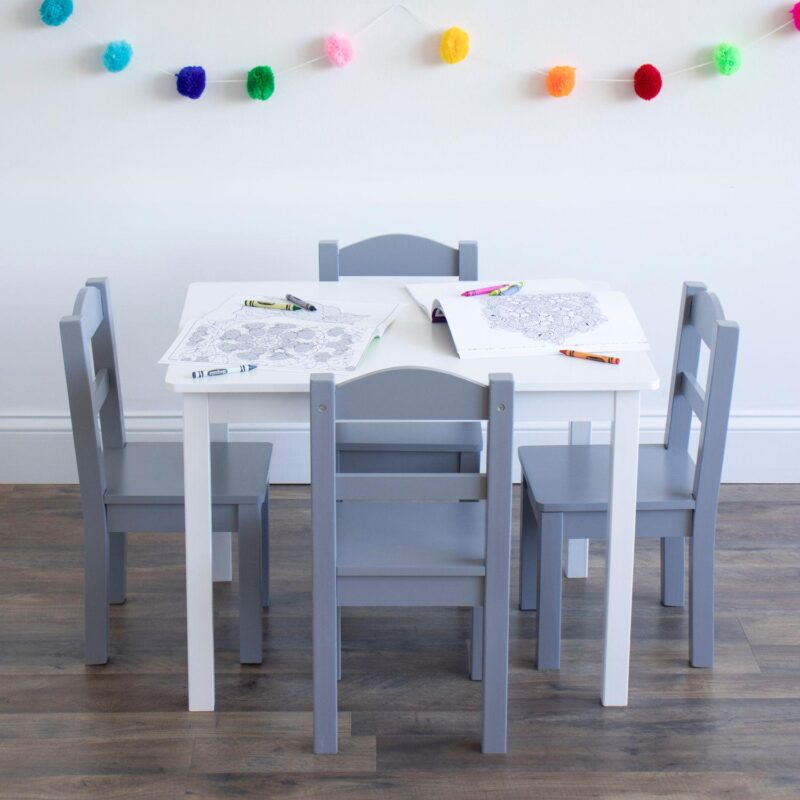 Humble Crew Kids Wood Table and 4 Chairs Set - Image 5