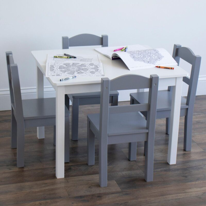 Humble Crew Kids Wood Table and 4 Chairs Set - Image 6