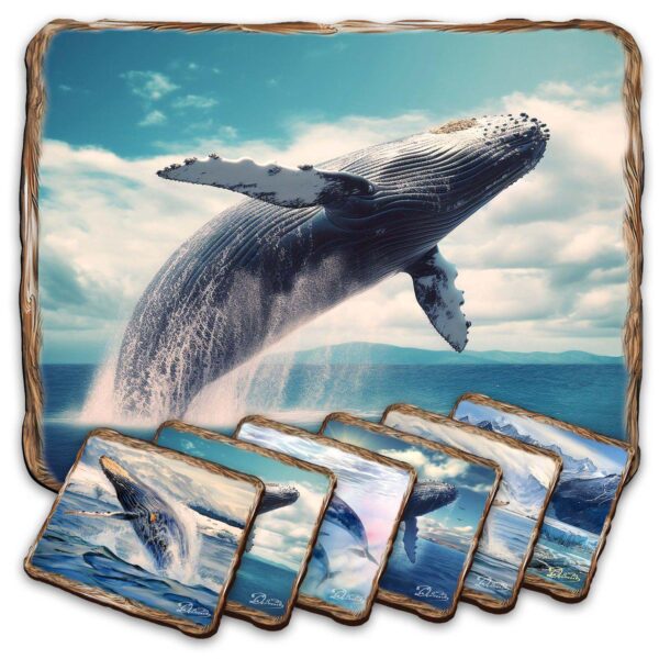 Humpback Whale Wooden Cork Placemat And Coasters Gift Set Of 7