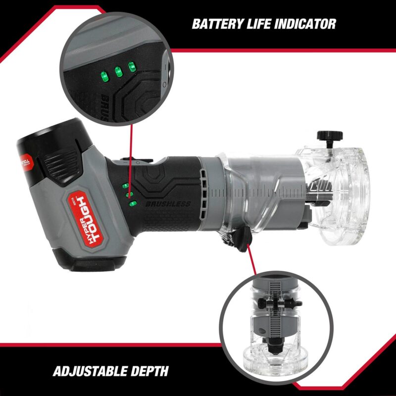 Hyper Tough 12V Max Lithium-Ion Brushless Palm Edge Router with 1.5Ah Battery and Charger, 80016 - Image 4