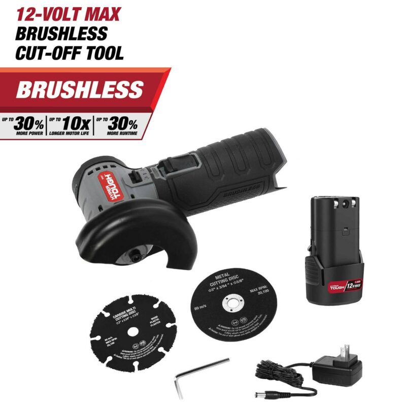 Hyper Tough 12V Max* Brushless Palm Edge Router with 1.5Ah Battery and Charger and Hyper Tough 12Volt 3-inch Disc Brushless Cut-off Tool, 1.5 AH Battery Bundle - Image 2
