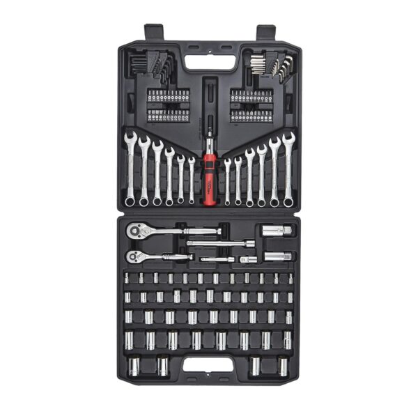 Hyper Tough 137 PC Tool Set including Metric and SAE Sizes of Hex Keys, Wrenches, Ratchet Bit Driver, Ratchet Extension Bar, Sockets and more UJ5407TA