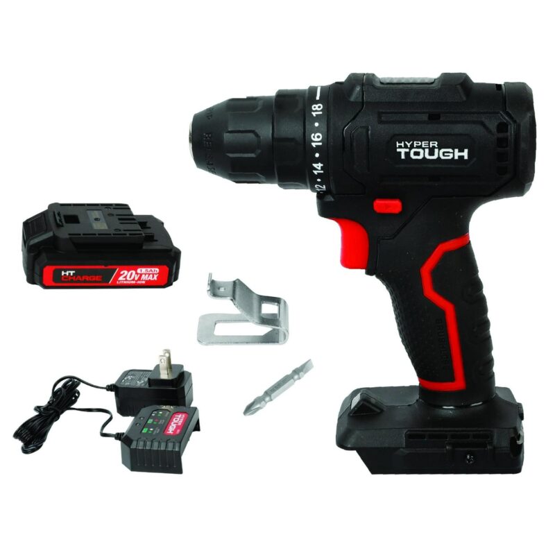 Hyper Tough 20V Cordless 3/8a Drill and Circular Saw Bundle, (2) 1.5Ah Lithium-Ion Batteries and (2) Chargers - Image 2