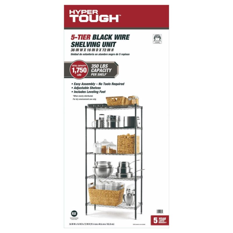Hyper Tough 5 Tier Wire Shelf Black - Image 6