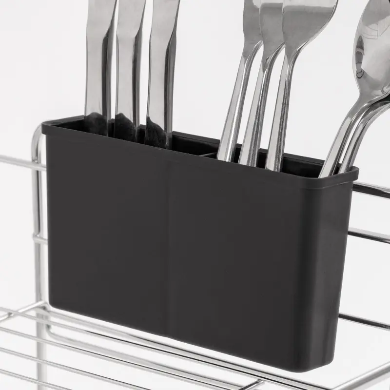 IRIS USA 2-tier Slim-sized Dish Rack with Drain Spout, Black - Image 8