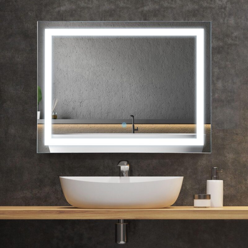 Illuminated Led Bathroom Vanity Display With Lights, Modern Makeup Wall Mirror - Image 2