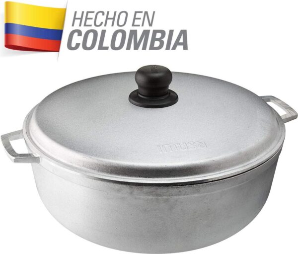 Imusa 6.9 Quart Traditional Colombian Cast Aluminum Caldero or Dutch Oven with Lid